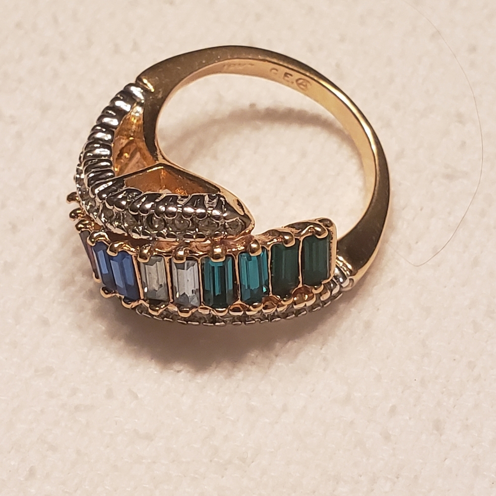 Multi colorful Stone gold electric plate ring